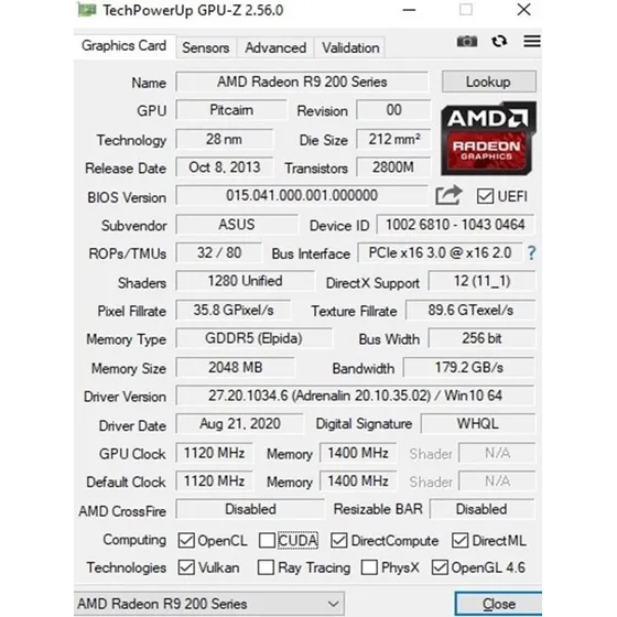 Asus Amd Radeon  R9 270x Directcu Ii Top