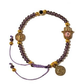 Pulsera De Mano De Fatima Y San Benito Morada Pulsera De Mano De Fatima Y San Benito Morada