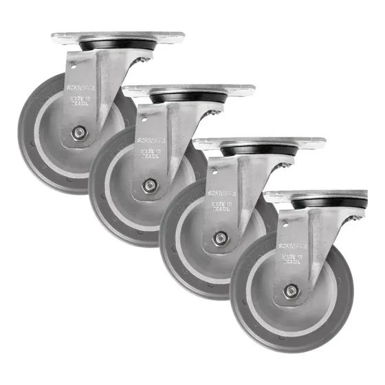Kit 4x Roda Rodízio Giratório 4 Pol 65kg Schioppa Gl 412 Bp