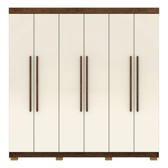 Placard Ropero 6 Puertas 2 Cajones Internos Estantes 10037 Color Imbuia Champagne