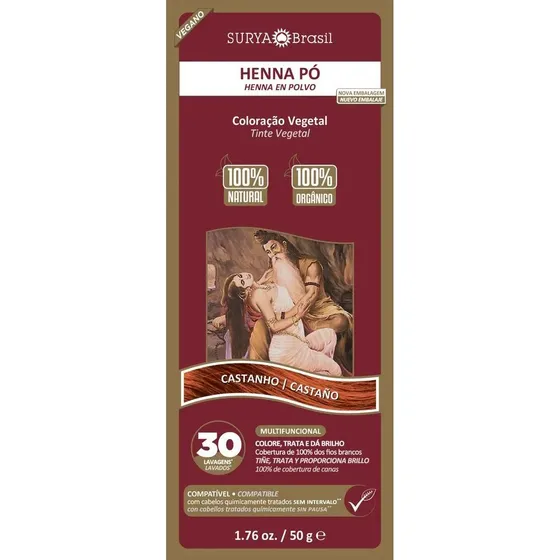 Henna En Polvo Castaño Surya 50g