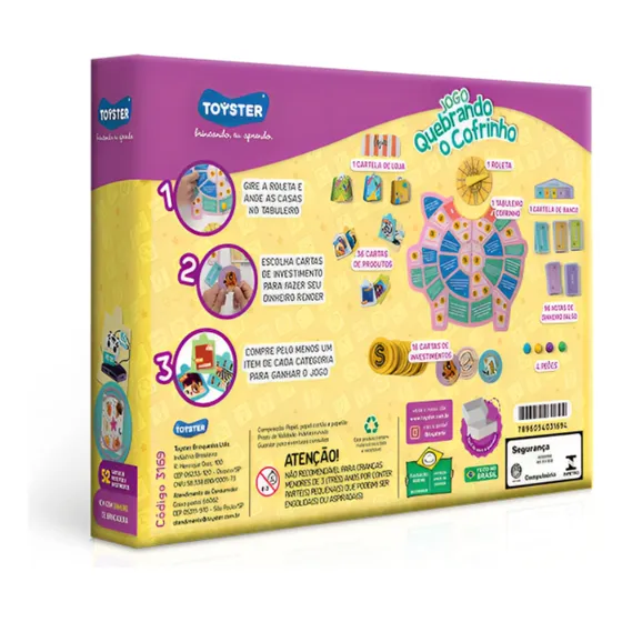 Jogo Educação Financeira Quebrando Cofrinho 3169 - Toyster Cor Rosa Animais