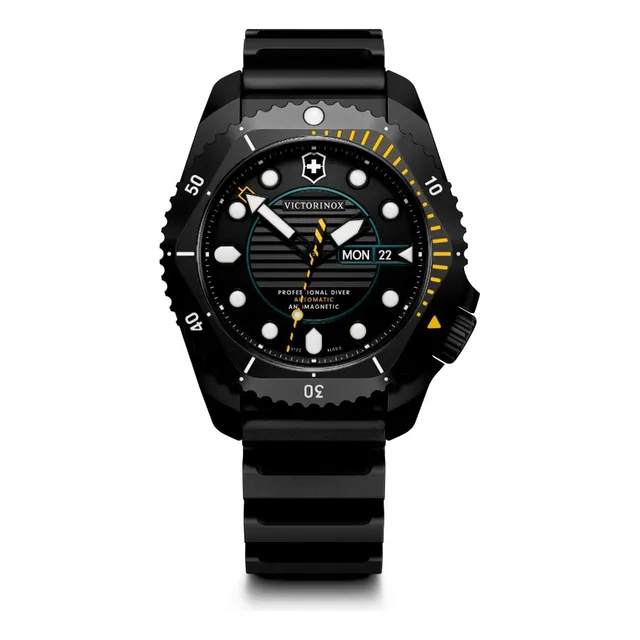 Victorinox Reloj Dive Pro Automatic, Negro, 43 Mm Correa Negro Bisel Negro Fondo Negro