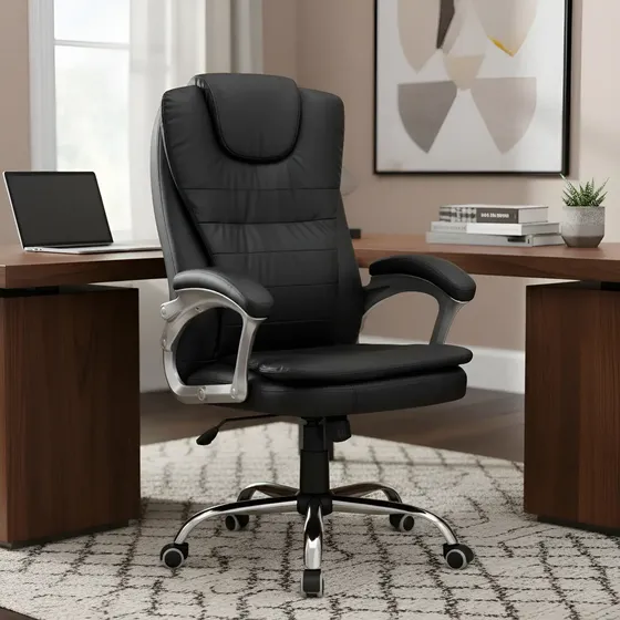 Silla Ejecutiva Vidita Negra Ergonómica Giratoria Alto Soporte 150kg