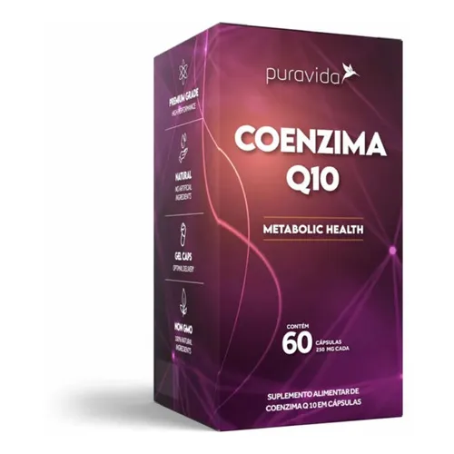 Coenzima Q10 Coq10, Metabolic Health 60 Caps, Puravida Sabor Neutro