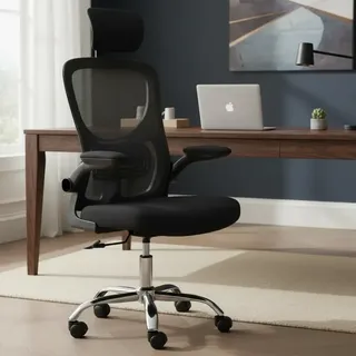Silla Ergonomica Oficina Secretarial Brazos Rebatible Vns Negro