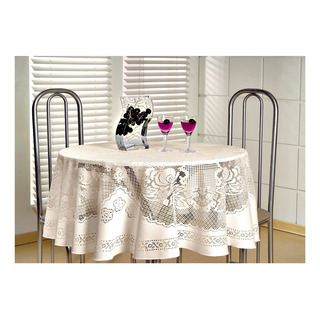 Toalha De Mesa Redonda Renda Jacquard 1,60 Mts 4 Lugares Toalha De Mesa Redonda Renda Jacquard 1,60 Mts 4 Lugares
