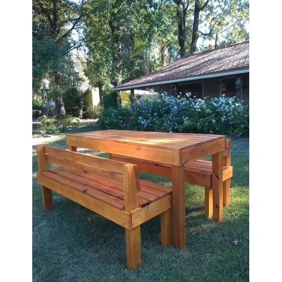 Mesa Con Bancos Barbacoa Jardín Madera Dura Resistente