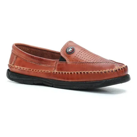 Mocassim Masculino Sapatilha Confortável 100% Couro Promoção Pinhão Lisa/couro 39 Br