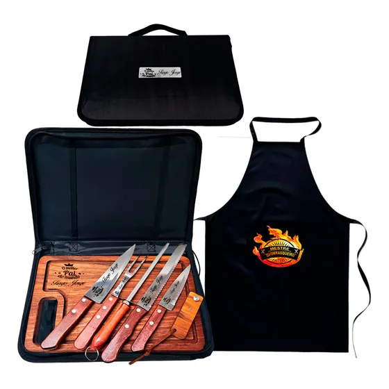 Kit Churrasco Personalizado Estojo Faca Tabua Nome Logo Time
