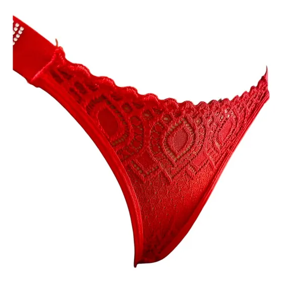 Tanga Biquini Encaje Con Pretina Brillos.