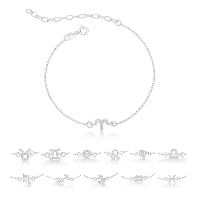 Pulseira De Prata Signo Cravejado - 12 Signos