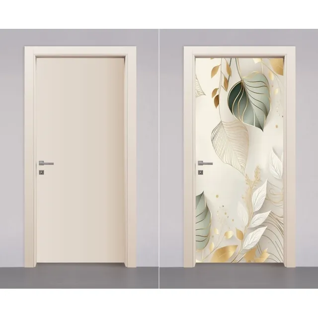 Adesivo Envelopamento Decorativo De Porta Madeira Folhas