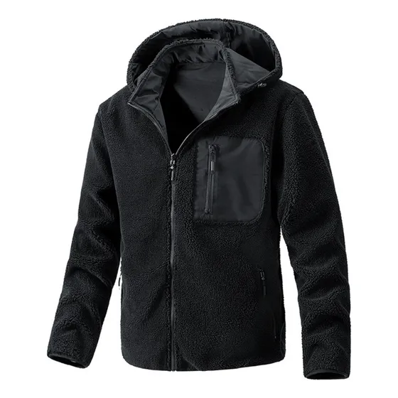 Chaqueta Con Capucha Sherpa Reversible Para Hombre Negro