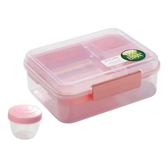 Vianda Recipiente Comida Almuerzo Libre Bpa 1,6lts Division Color Rosa