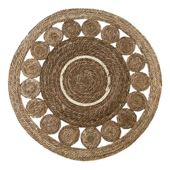 Alfombra Redonda De Yute 100cm Decoración Living Exteriores Color Modelo 1