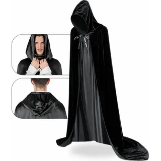 Capa De Bruxa Vampiro Drácula Halloween Capuz Adulto Luxo Preto Único