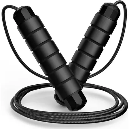 Soga Para Saltar De Acero Ajustable Asas De Espuma OEM Velocidad con rodamientos Negro