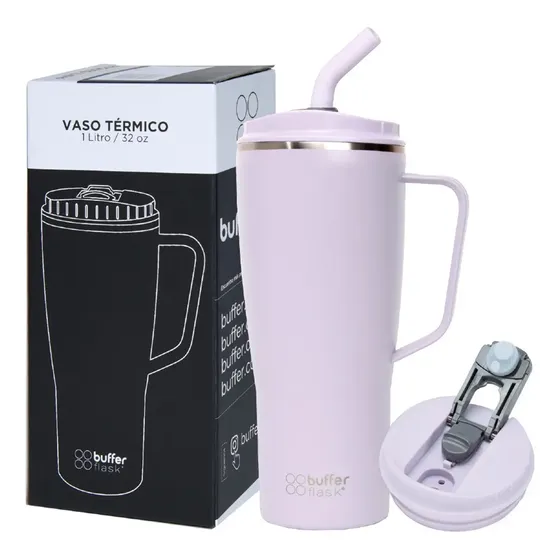 Vaso Mug Termico Frio Calor 1 Lt Buffer Roques 1L Acero Inox color SOAKED LILAC | Cuotas sin interés