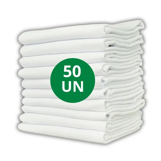 Kit 50 Panos Prato Liso Branco Extra Grande Algodão Bainha
