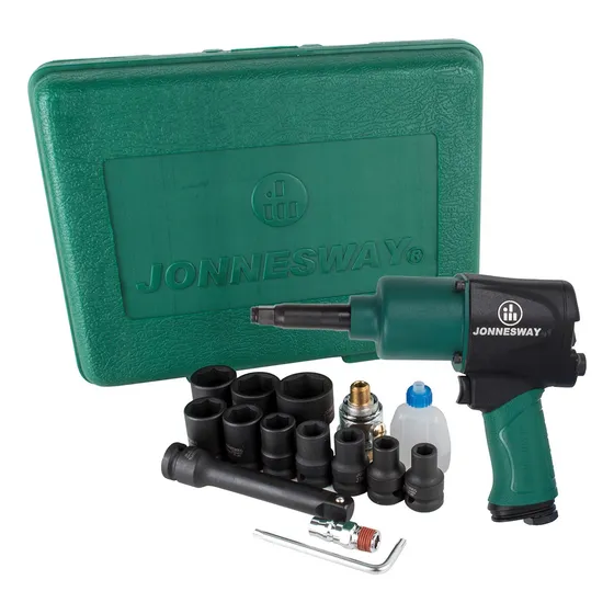 Pistola Neumatica De Impacto De 1/2  Eje Largo Kit Con Dados