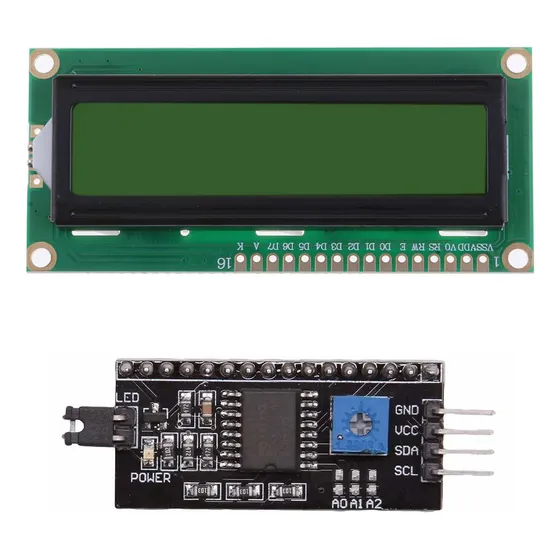 Display Lcd 16x2 1602 Fundo Verde + Modulo I2c - Robótica