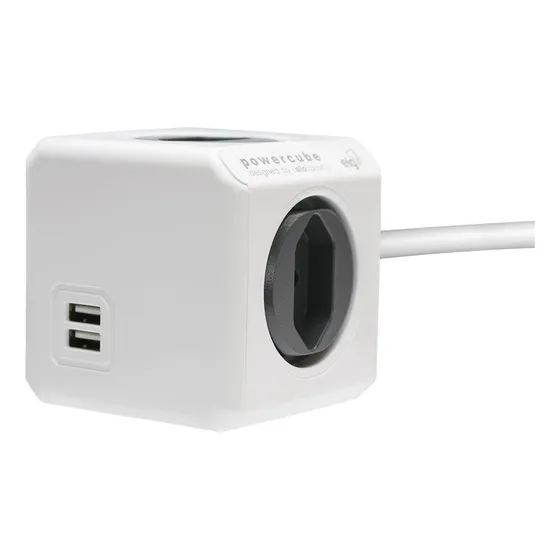 Powercube 4 Tomadas + 2 Usb 2.4a,cabo 1,5m Preto/branco- ELG Cor Branco 127/220v