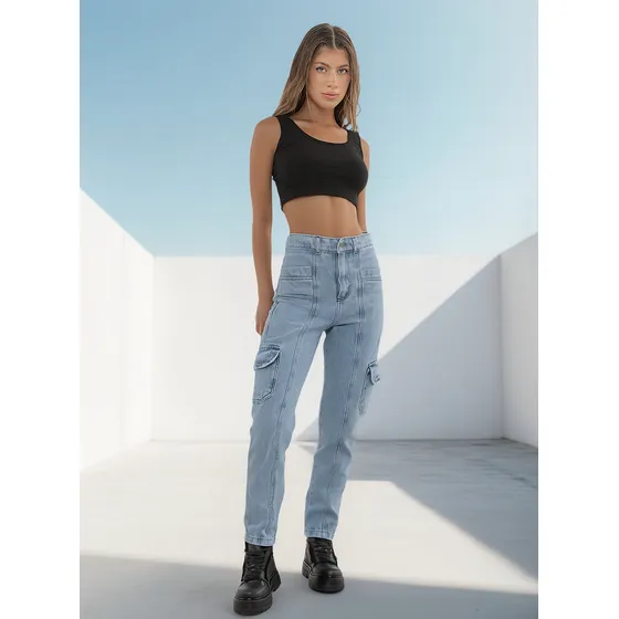 Pantalon Mujer Cargo Lisa