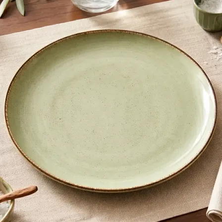 Jogo 6 Pratos Rasos Verdes 27cm Porcelana Mesa Posta Jantar Verde Menta Lisa