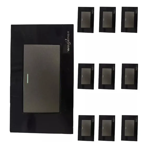 Pack 10 Pzs  Placa Armada 1 Apagador Acrílico Cristal Negro