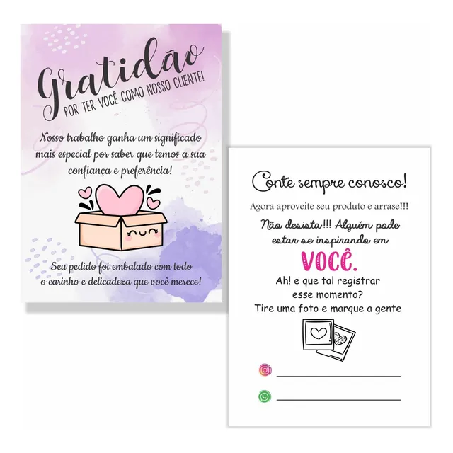 100 Cartão Tag Agracimento Cliente Frase Motivacional Insta