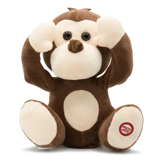 Peluche mono pugs at play peek a boo freddo