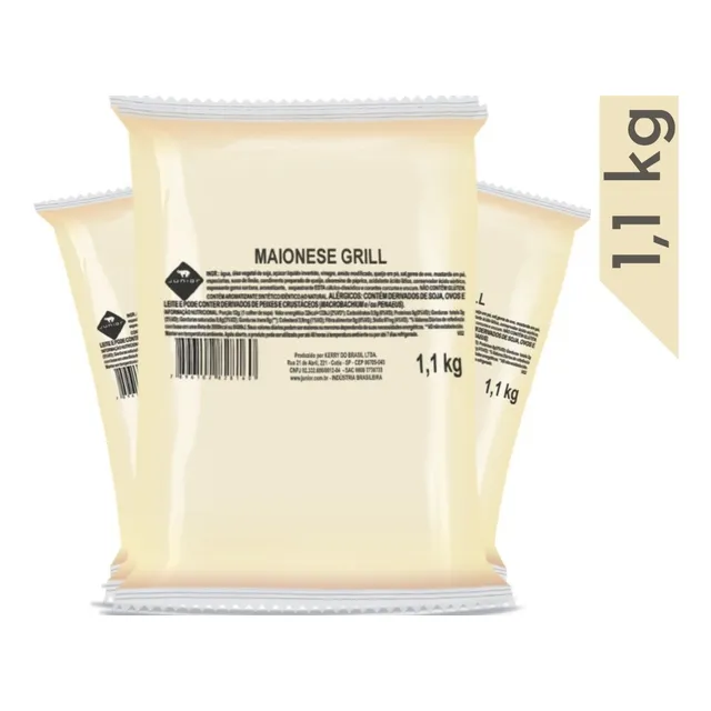 Maionese Grill Junior Molho Para Lanche Sem Glúten Em Saco Pouch 1.1 Kg