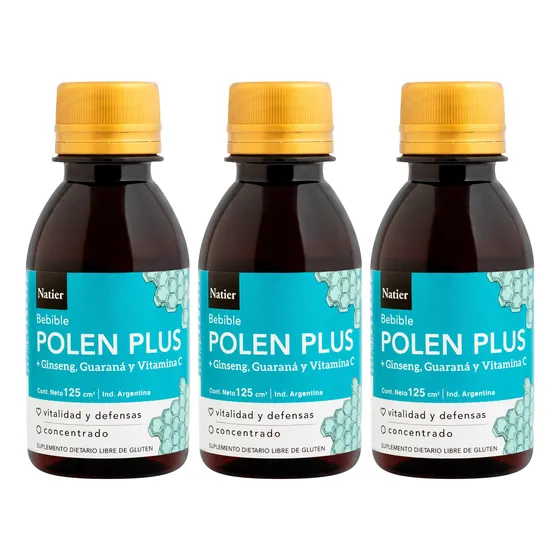 Natier Kit X3 Suplemento Polen Plus Bebible Vit C 125ml 3c