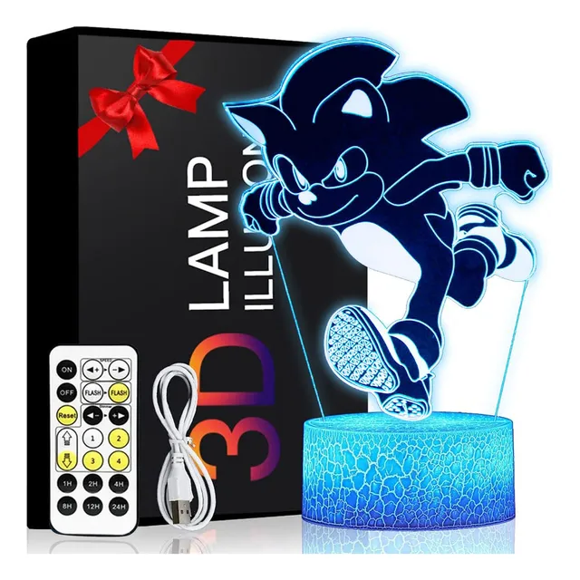 Sonic De Lampara Led 3d Nocturna Touch Control Remoto -sonic