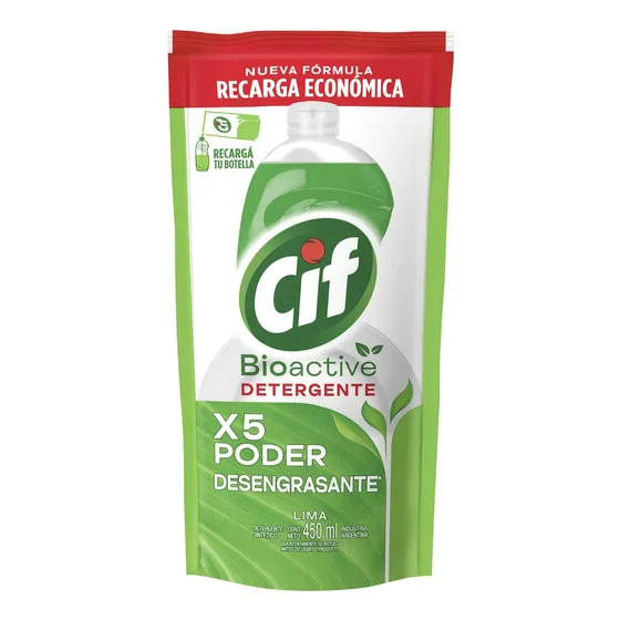 Detergente Cif Active Gel Limón Verde Dp 450ml