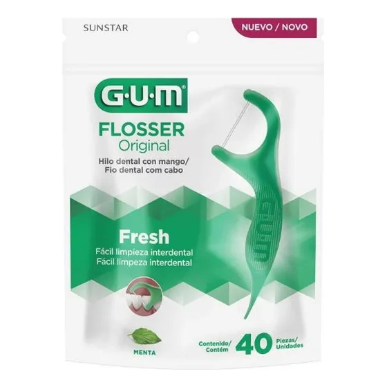 Hilo Dental Con Mango Flossers Original Gum Sabor Menta 40u