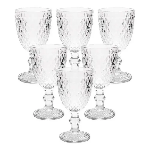 Jogo Taças 6 Peças Bico De Abacaxi Transparente 325ml Lyor