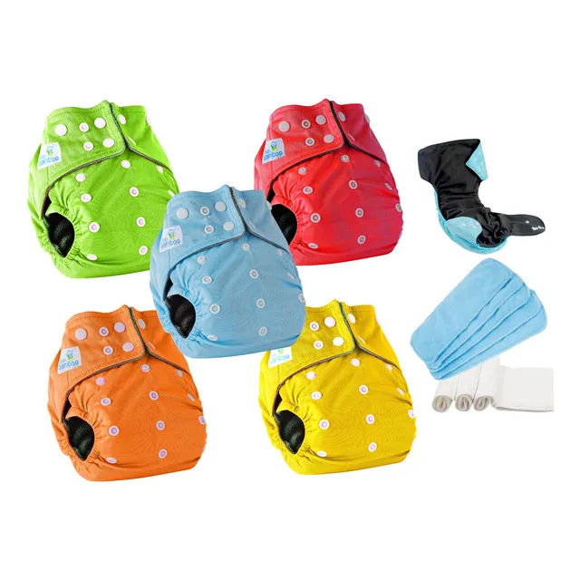 Pañales Ecologicos Paquete 5 Reutilizable + 8 Insertos Talla Unitalla