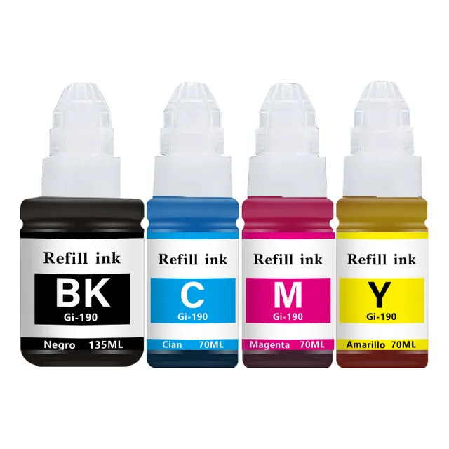 Kit 4 Botellas Tinta Compatibles Para Impresora Canon Gi190