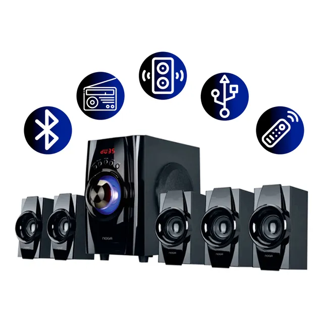Parlante Home Theather 5.1 Sonido Envolvente Cine Bajos Reforzados Niza Negro BT 220V Noga