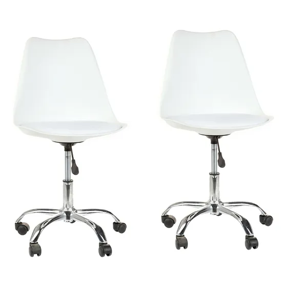 Silla De Oficina Tulip Acolchonada Con Ruedas X2 Garden Life Blanco