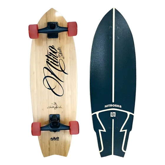Tabla Simulador De Surf Longboard Nitro Sk8 Burle Bambu