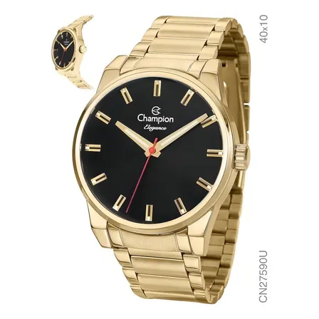 Relogio Champion Cn27590u Feminino Dourado Cor Do Fundo Preto