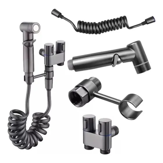 Llave De Ducha Bidet Doble Manilla Plateada Gs