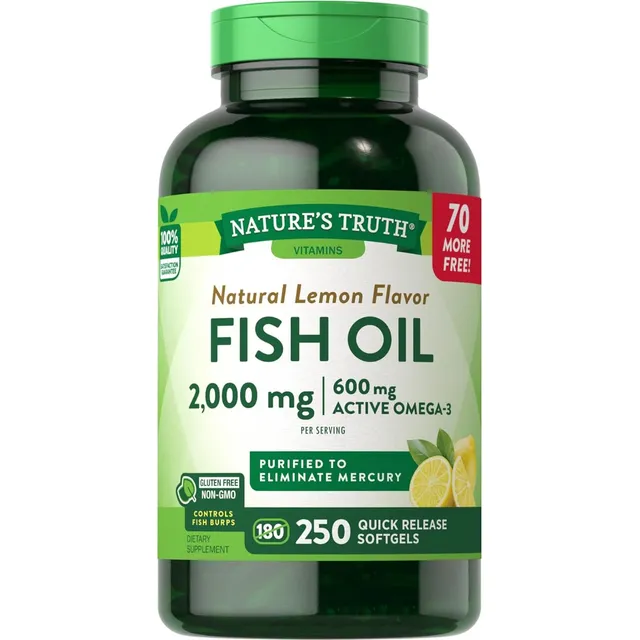 Aceite De Pescado 2000 Mg Nature's Truth 250 Cápsulas Limón
