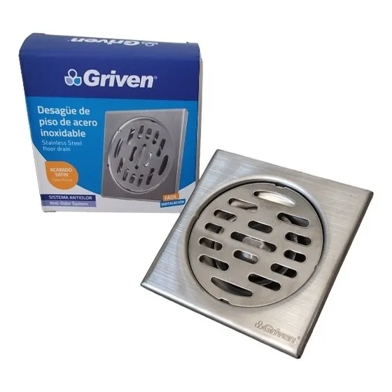 Rejilla Centro Piso Antiolor 4x4 Acero Inoxidable Griven