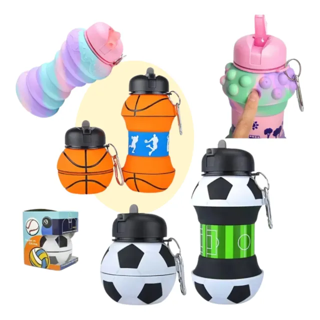 Botella De Agua Plegable Tipo Llavero Deportiva Infantil Rz