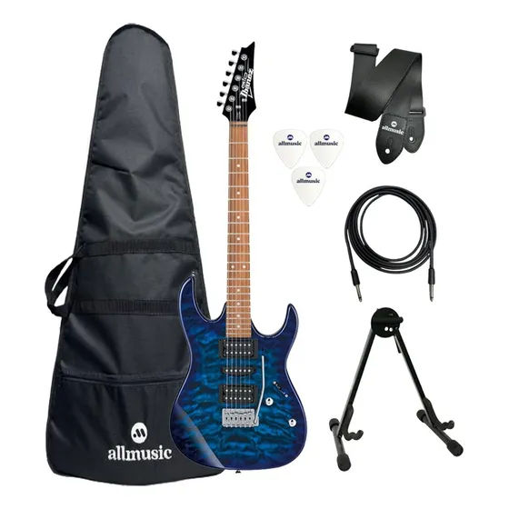 Kit Guitarra Ibanez Grx 70qa Tbb + Capa + Acessórios