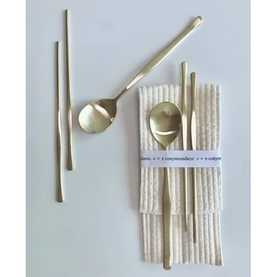 Cozymomdeco Palillo Cuchara Coreano Plano Acero Inoxidable